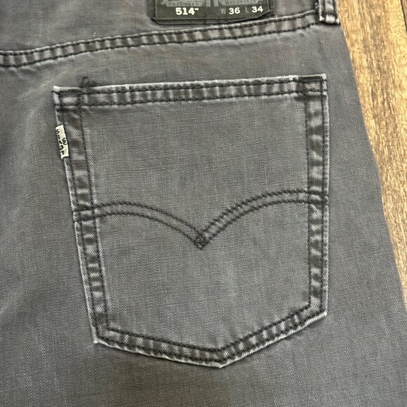 VTG Levi's 514 Jeans Men's 36x34 Black Straight Fit Stretch Denim White Tab - Picture 5 of 9